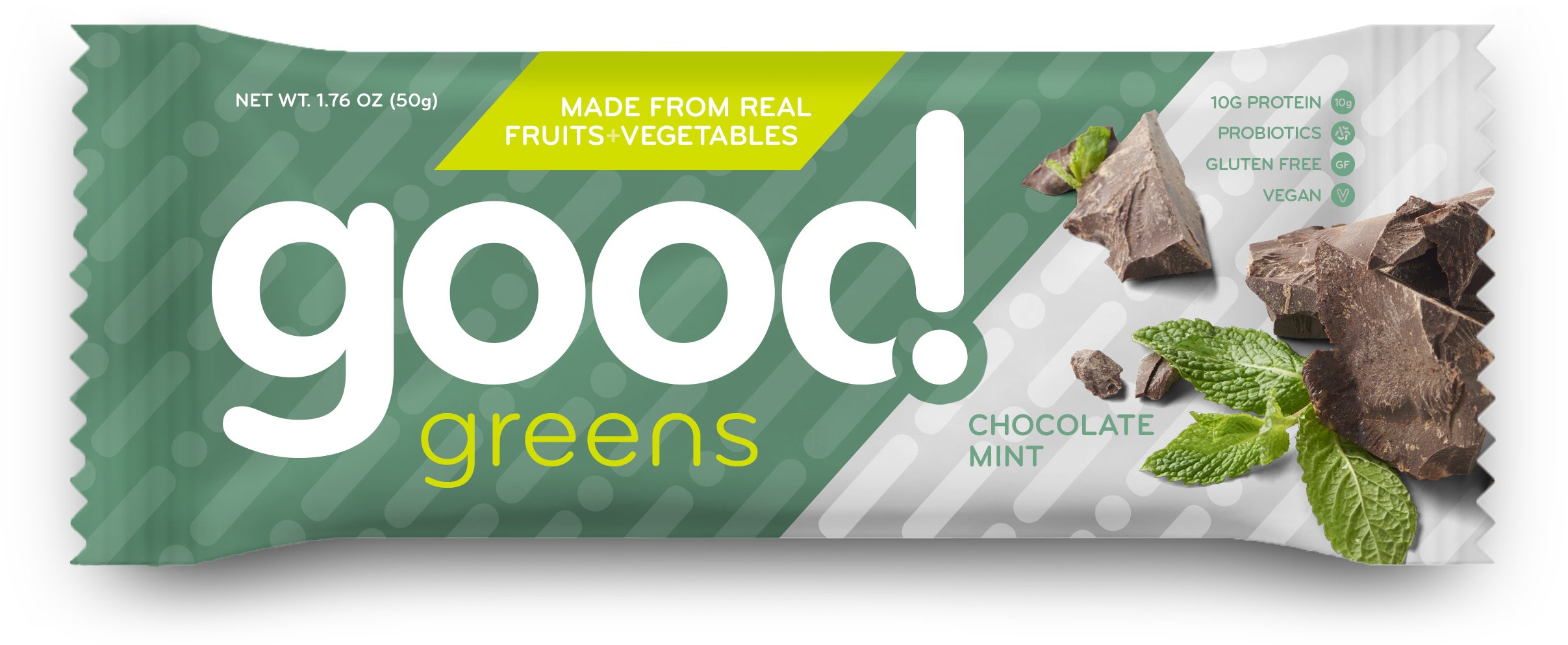 good! greens Gluten-Free Vegan Protein Bar, Chocolate Mint, 12 Count