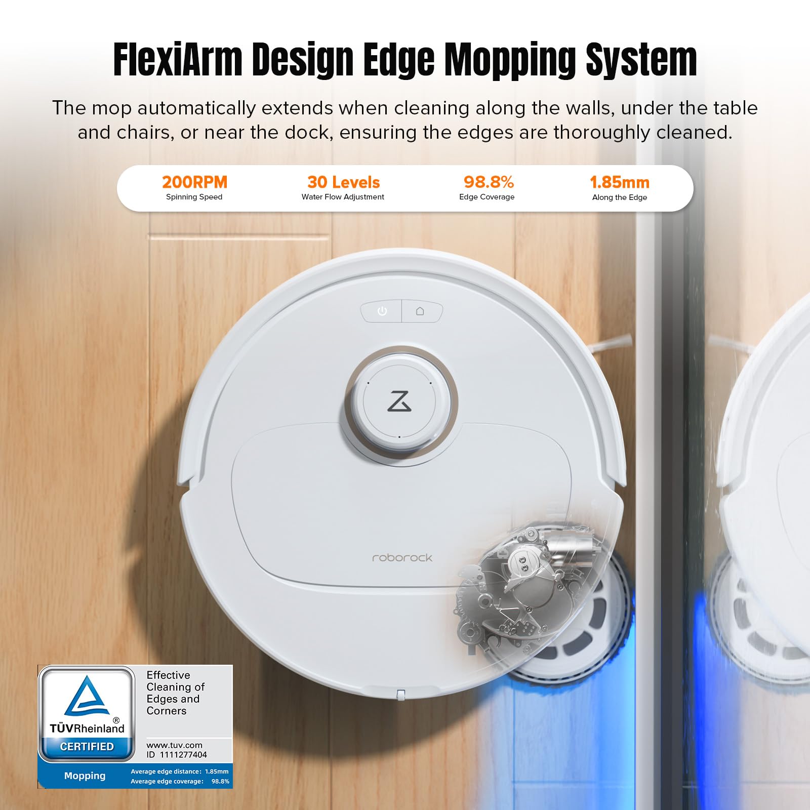 roborock Qrevo MaxV Robot Vacuum and Mop, FlexiArm Design, Hot Water Re-Wash & Re-Mop, Auto-Drying, Self-Emptying, 7000Pa Suction, Built-in Voice Assistant, Auto Mop Lifting, Smart Obstacle Avoidance