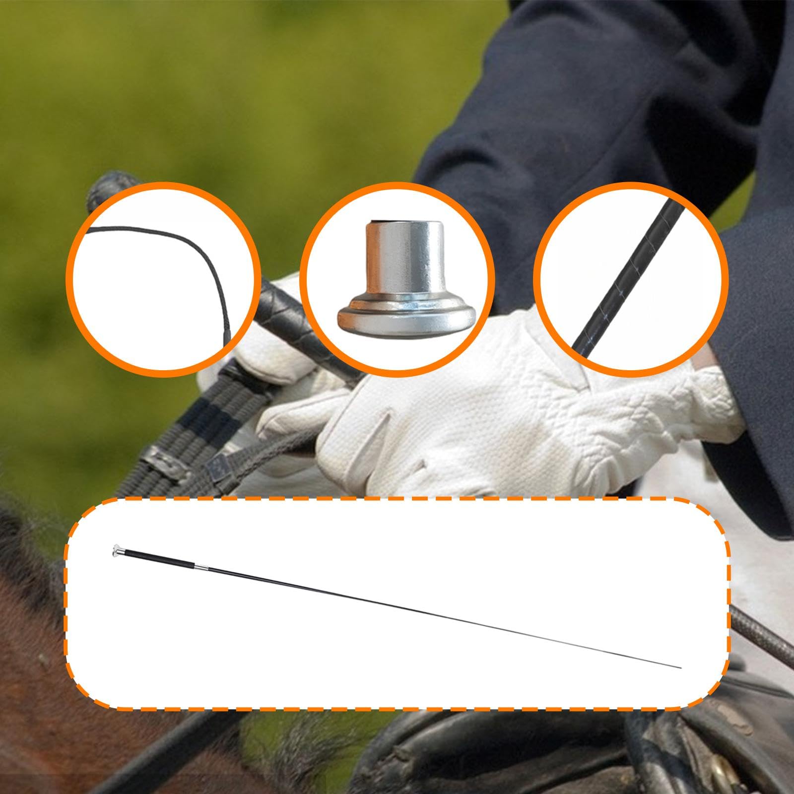 Frusta da Equitazione, Frustino in PU con Manico Telescopico, Ideale per Equitazione All'aperto, Dressage E Come Accessorio per Servizi