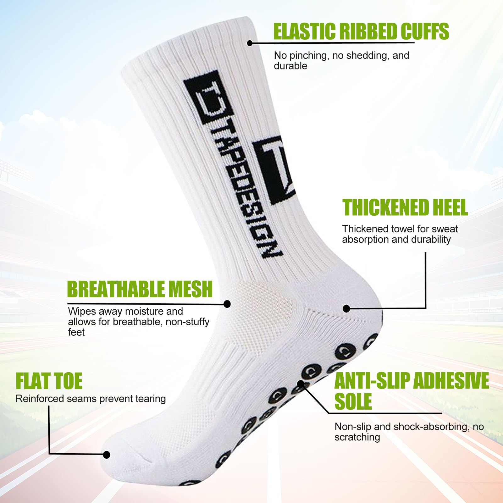 6 Pares Calcetines de Fútbol, Calcetines Antideslizantes Futbol 39-46, Medias Futbol Hombre, Absorben el Sudor y Transpirables, para Hombre y Mujer