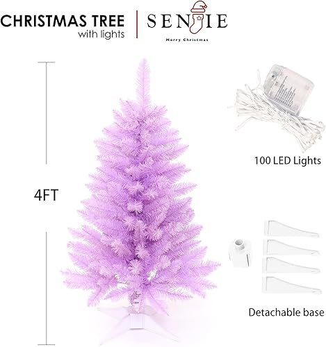Miniatura 9 de Pequeño árbol de Navidad artificial de 4 pies para decoración de la casa de Halloween, color plateado Plata