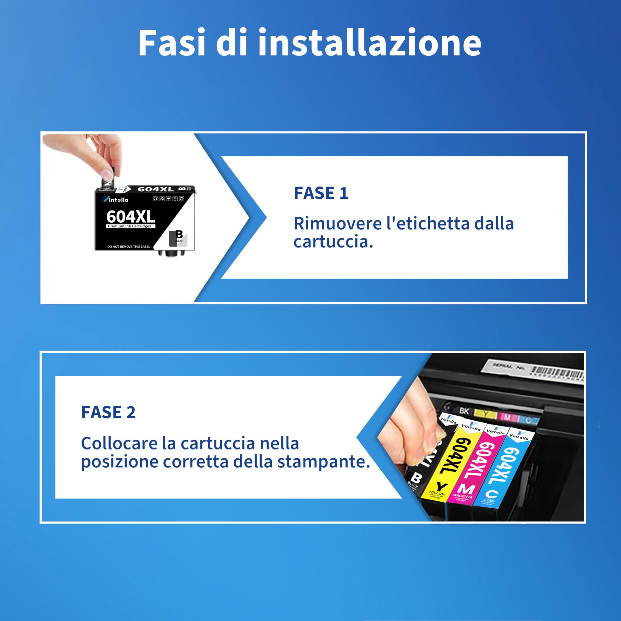 Vintella 604XL Cartucce d'inchiostro Sostituzione per Cartucce 604XL Epson Multipack Compatibili per XP-2200 XP-2205 XP-3200 XP-3205 XP-4200 XP-4205 WF-2910 WF-2930 WF-2935 WF-2950 (10 Pezzi)