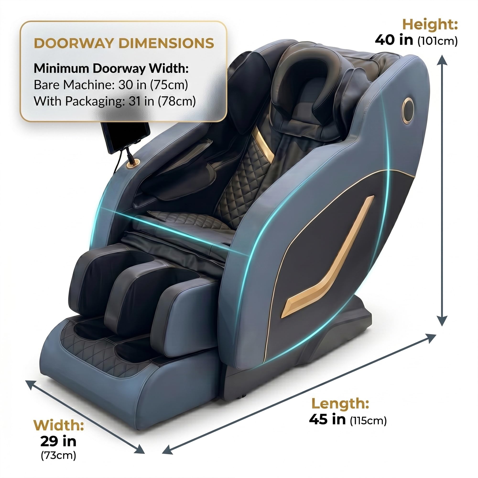Sillón de Masaje 3D Profesional con Pantalla LCD, Gravedad Cero, Calor en Cintura y Piernas, 10 Programas y 6 Técnicas, Presoterapia con Airbags, Diseño Compacto sin Instalación