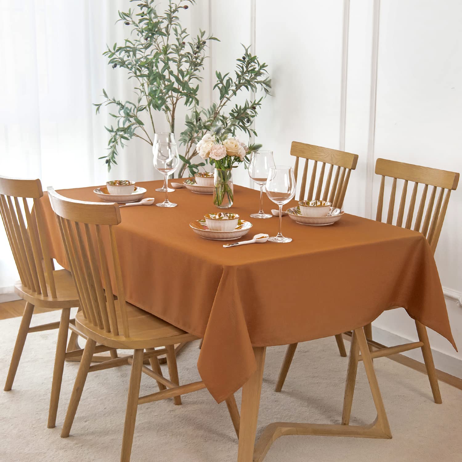 maxmill Slubby - Mantel de cosecha texturizado, resistente al agua, sin arrugas, a prueba de derrames, suave, para cosecha de otoño, fiestas de Acción de Gracias, decoración de cena, rectangular, 60 x