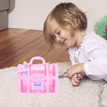 Alipis Little Girl Makeup Box Jewelry Organizer Treasure Box Toys with Lock 2 Pack Jewelry Kids for Coins Cash Tabletop Storage 3.93 X 3.93 X 3.14 in Girls Toy