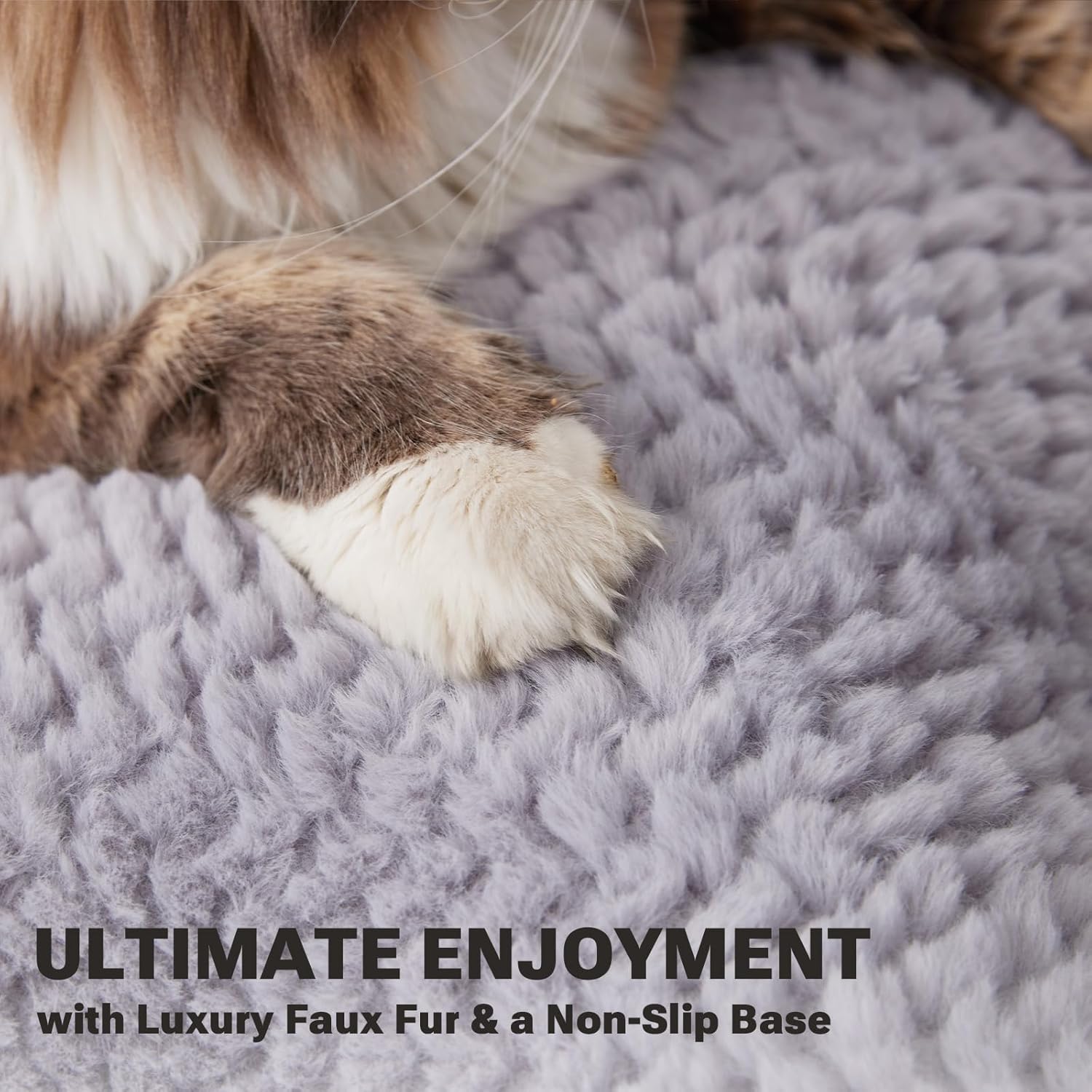 Soft Touch Faux Fur Dog Bed for Extra Large Dogs 8.5" Extra Thick, Orthopedic Pet Bed with Waterproof Liner and Washable Cover, with Removable Cute Pillow, Grey Color
