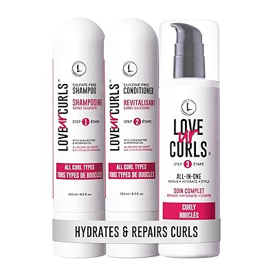 Love Ur Curls - Shampoo & Conditioner Set with All in One Curl Cream Styler for Curly Hair, 3 Step System for Repair and Moisturizing