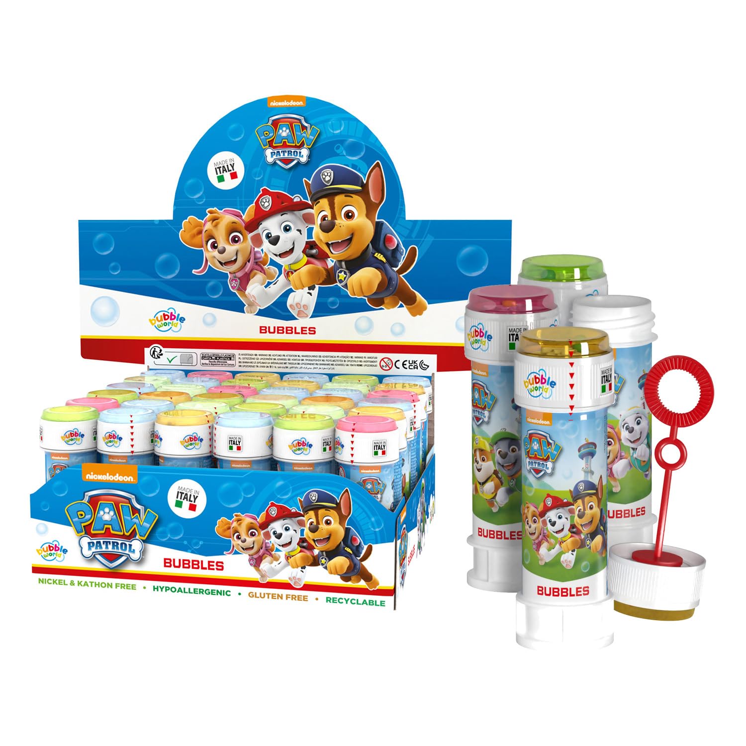 Paw Patrol, bolle di sapone, 60 ml, 36 pezzi, 23,5 x 23,5 x 12 cm