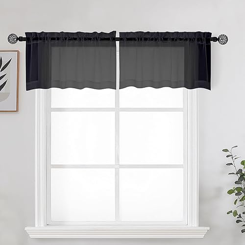 OWENIE Ferman - Cortinas traslúcidas de 63 pulgadas de largo, juego de 2 paneles para dormitorio, cortinas texturizadas blancas con diseño