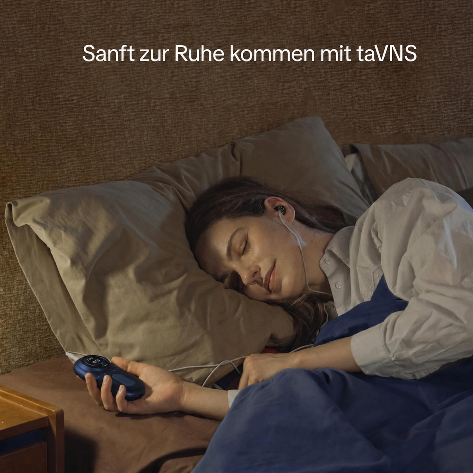 Luna Plus AI Vagusnervenstimulationsgerät, tragbares taVNS-Vibrationsgerät fürs Ohr mit App und AI Coach, 6 Modi, Unterstützung für HRV- und Schlafanalysen, tägliche 20-Minuten-Routine, Blau