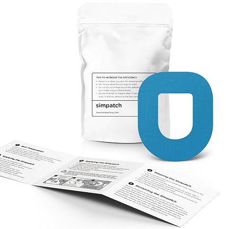 SIMPATCH Adhesive Patch for OmniPod, CGM Tape, Blue, 25-Pack