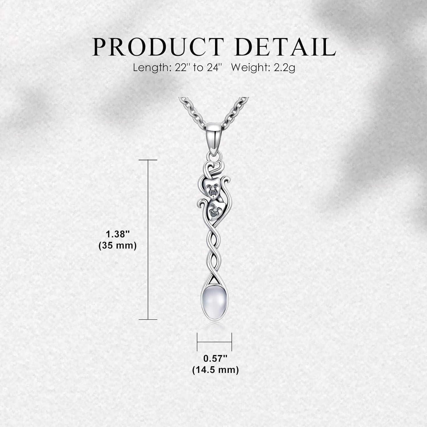 PELOVNY Spoon Necklace 925 Sterling Silver Comedy and Tragedy Masks Necklace Mini Spoon Pendant Dramatic Jewelry Theater Gifts for Men Women Drama Teacher Students Actors - Image 6