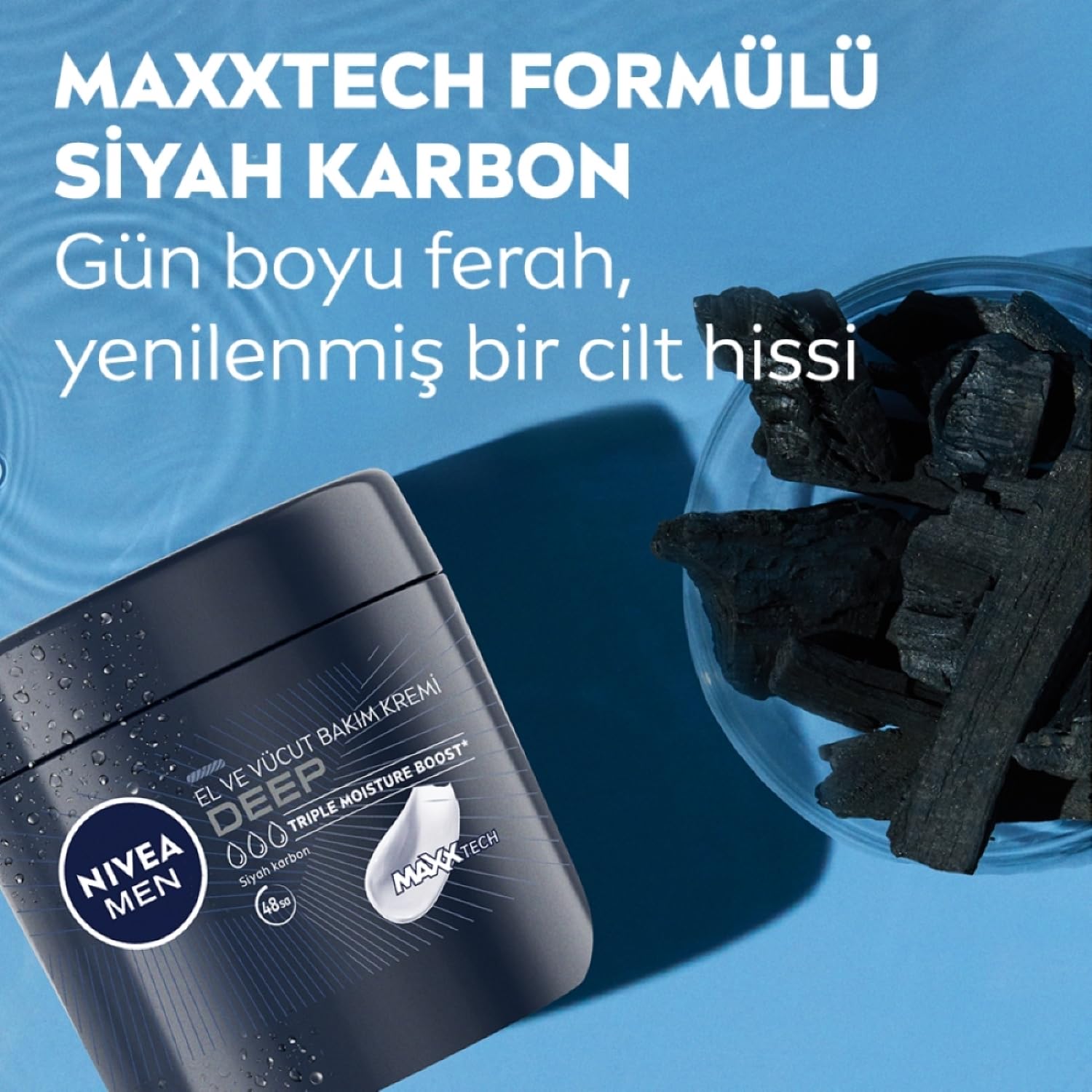 NIVEA Men Erkek El ve Vücut Bakım Kremi Deep Impact 400ml, Nemlendirici ve NIVEA Men Deep Dimension Duş Jeli 500 ml, 3'ü 1 Arada Komple Bakım, Vücut, Saç ve Yüz için, Çekici Koku