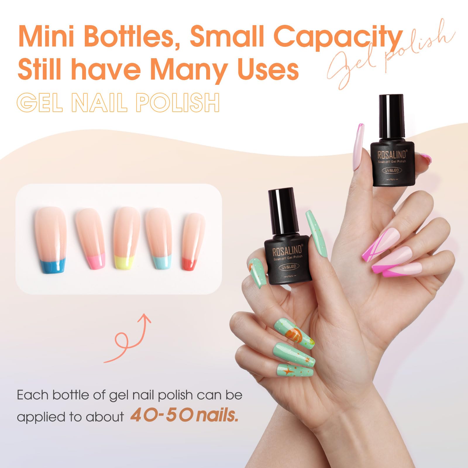 ROSALIND Smalto Semipermanente Unghie 65 Pezzi Rosa Giallo Blu Verde Viola | Colori Smalti Semipermanenti per Unghie Rosso Nero Grigio Marrone, UV/LED Mini Smalto Gel Manicure Regalo