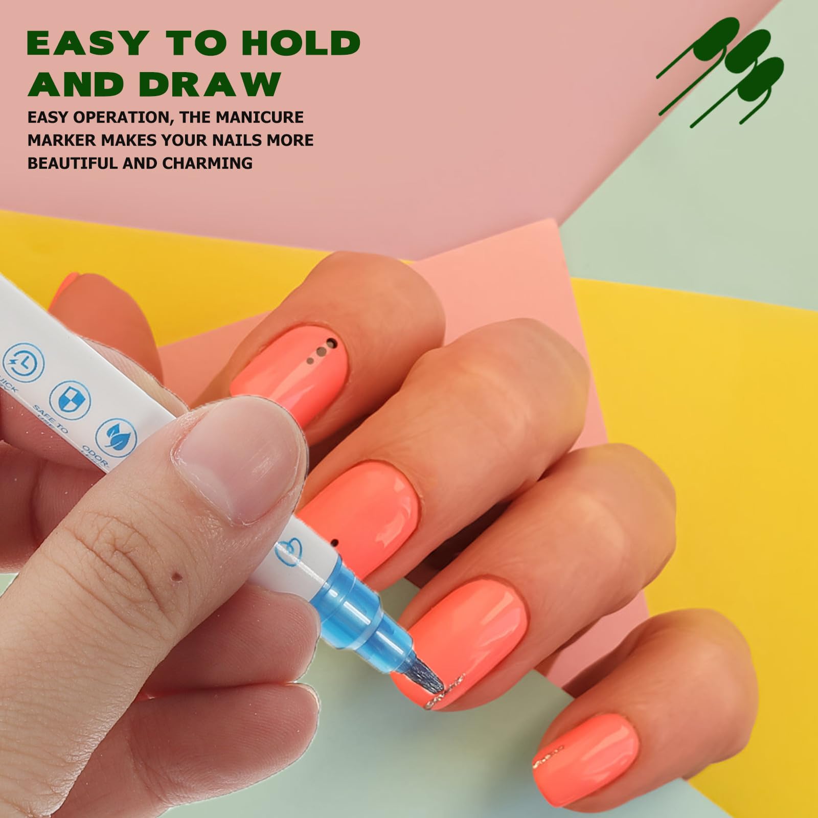 Rotuladores para Uñas de Doble Punta Kit de Manicura en Plástico 10 Colores para y Dibujo de Uñas para Uso