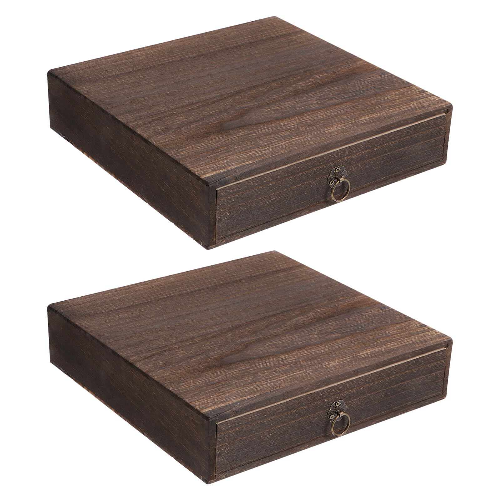Boîte de rangement en bois massif à tiroirs pour bureau lot de 2