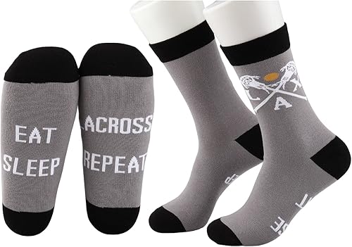 MBMSO 2 pares de calcetines Lax Lacrosse Eat Sleep Lacrosse Repeat Socks Funny Lacrosse regalos para jugadores laxos calcetines de equipo de lacrosse