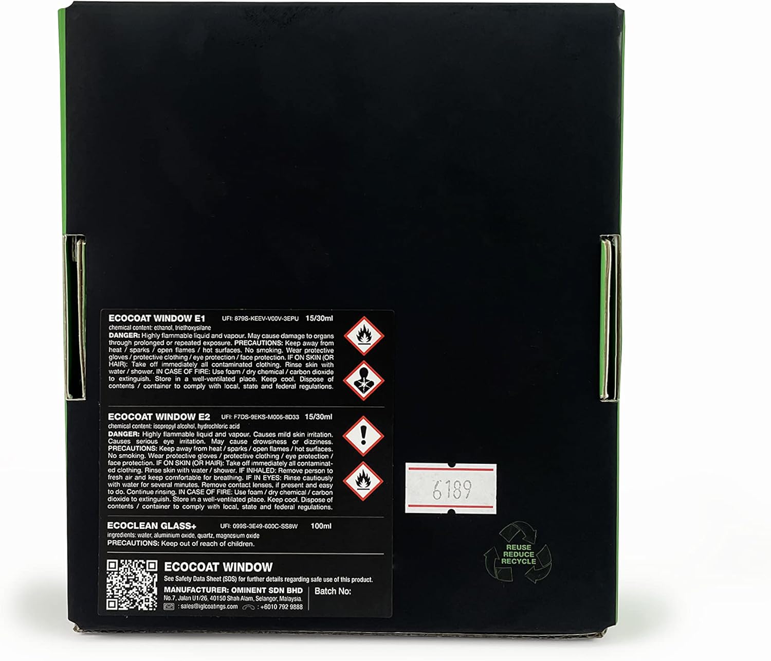 IGL Ecocoat Window Hydrophobic Glass Coating (60ml) Ultimate Ceramic Coating DIY Kit