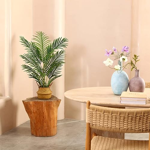 Miniatura 2 de LOMANTO Plantas artificiales de palmera majestad falsa de 3 pies para decoración del hogar, pequeños árboles artificiales en maceta, plantas