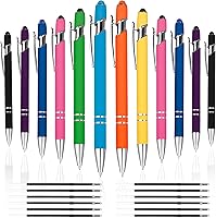 Vista 19 de 12 unidades 2 en 1 bolígrafo con punta de lápiz capacitivo, 1,0 mm de tinta negra, bolígrafo metálico con punta de lápiz capacitivo para pantallas