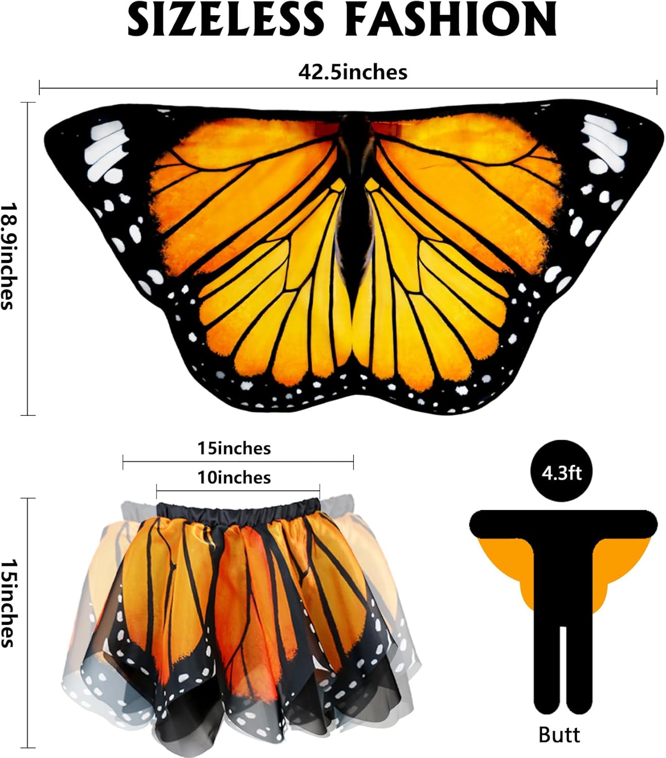 iROLEWIN Kids Toddler Butterfly-Wings-Costume for Girls Dress-Up Fairy-Wings Tutu Headband Christmas Birthday Gifts Toys 3+ - Image 9