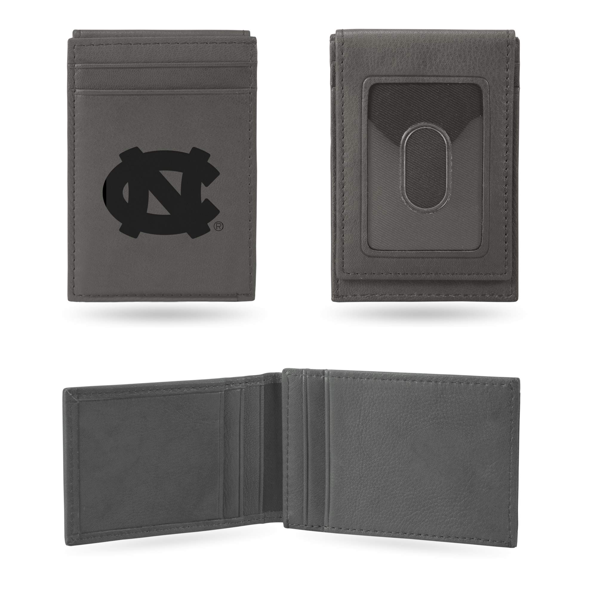 Rico Industries NCAA Gray Laser Engraved Front Pocket Wallet - Compact/Comfortable/Slim