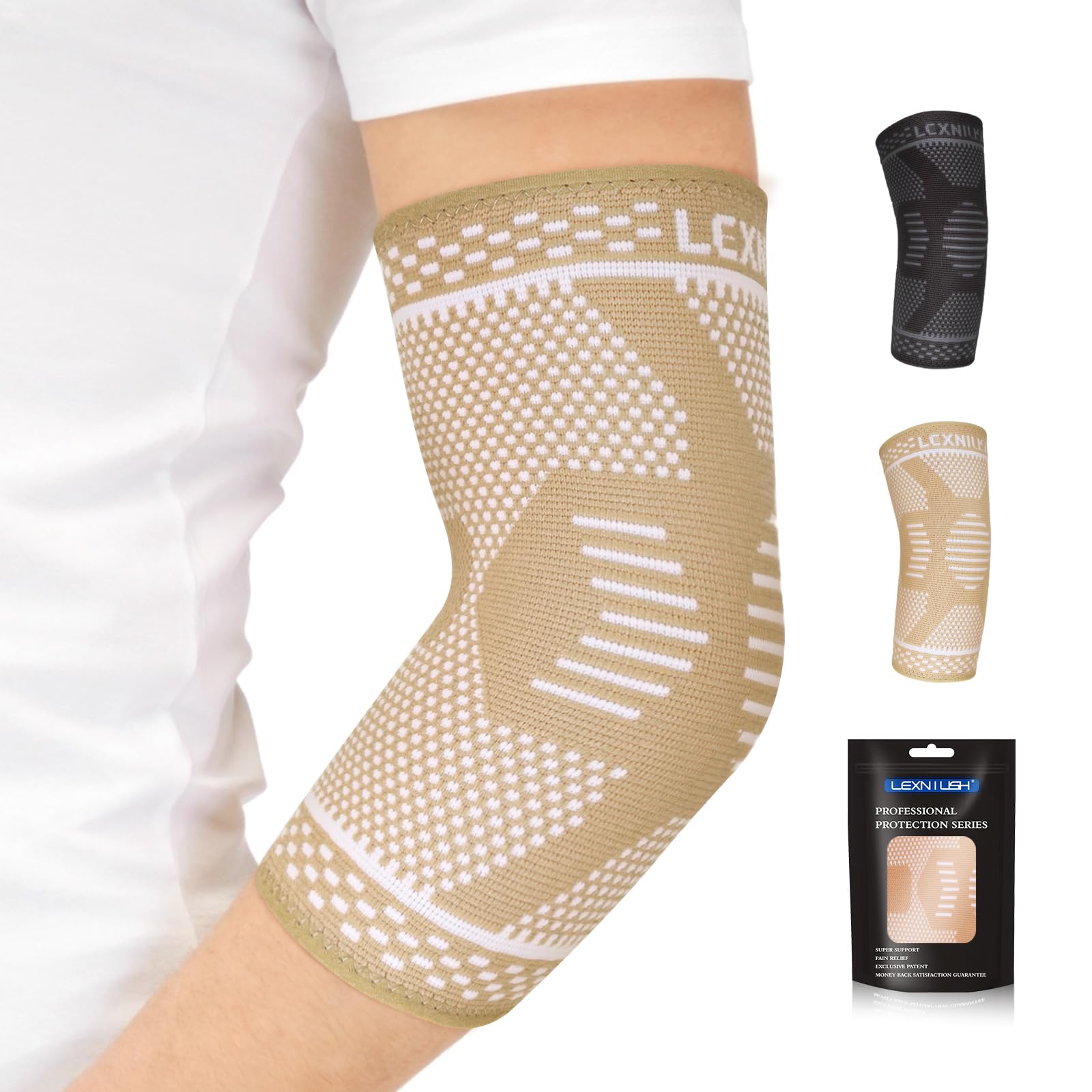 Lexniush Tennisarm Bandage für Damen/Herren - Kompression Ellenbogenbandage für Tennisarm, Golferarm, Sport, Gym - Ellenbogen Bandage Tennisarm Rechts/Links für Arthritis, Sehnenentzündung