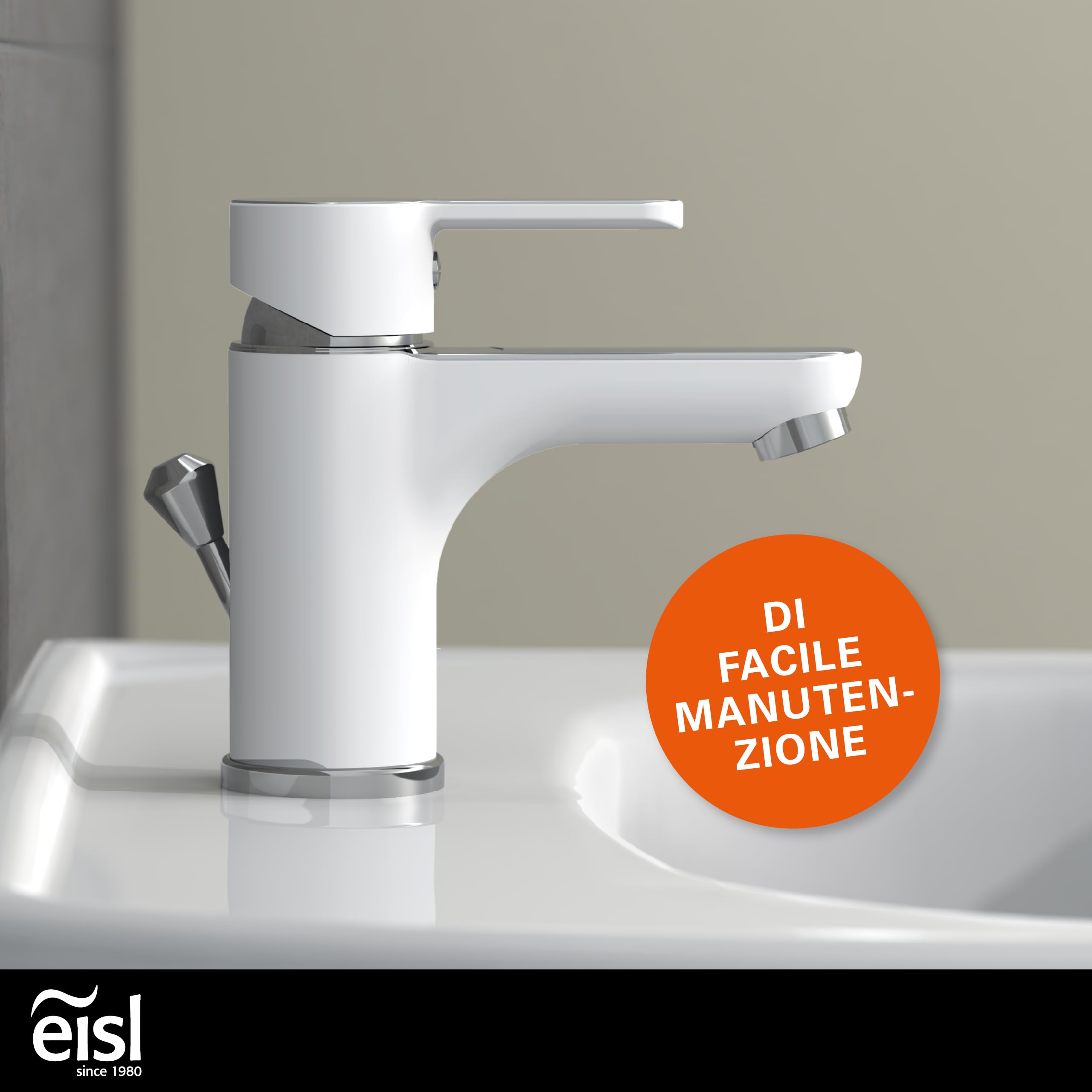 EISL disegno Nuevo, Miscelatore monocomando per lavabo, 1 pezzi, bianco/cromato, ni075dinwcr