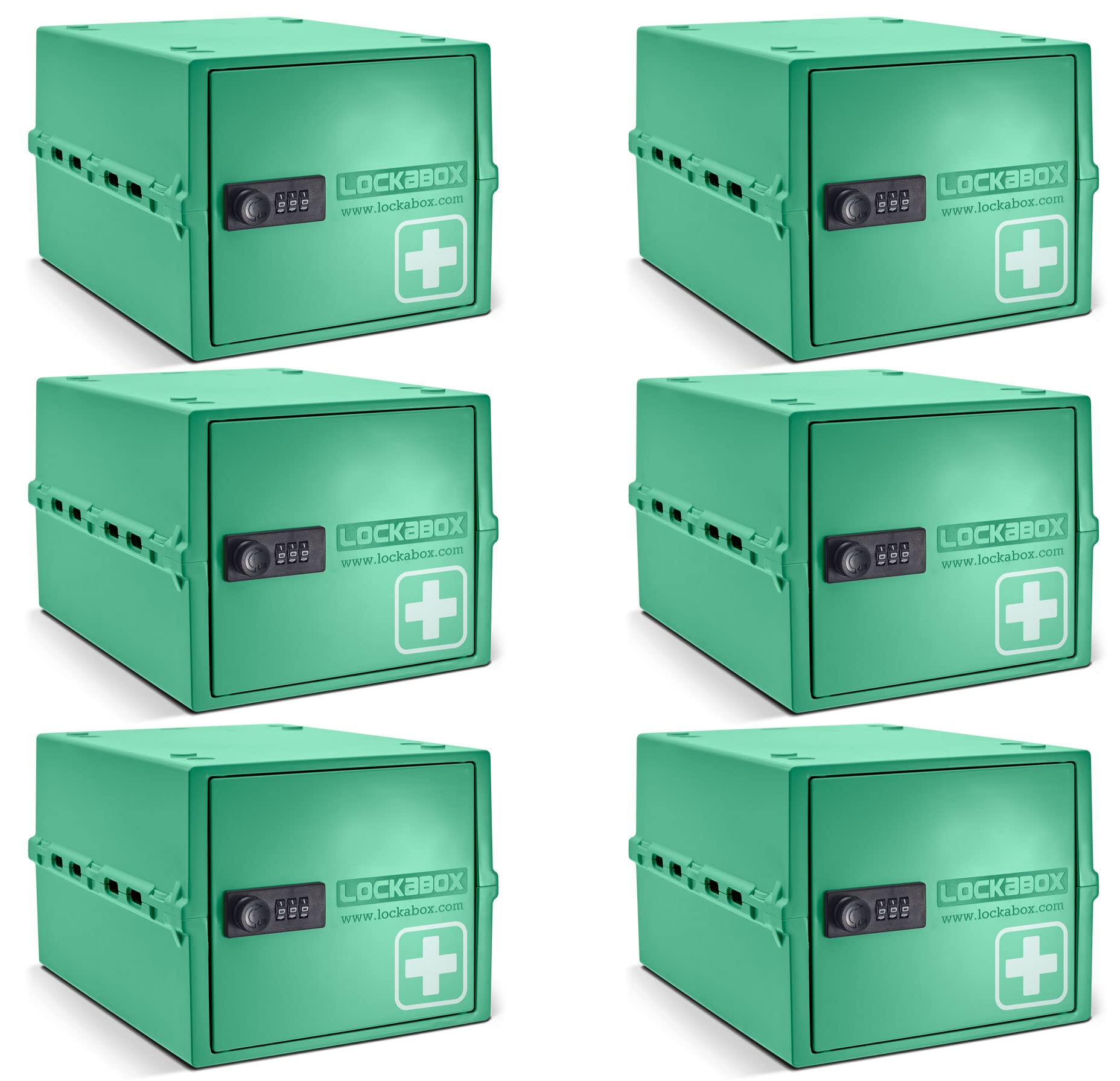 Lockabox One™ Business Bundle | 6 pack | Lockable storage box for healthcare, offices, clinics and schools (Medi Green)