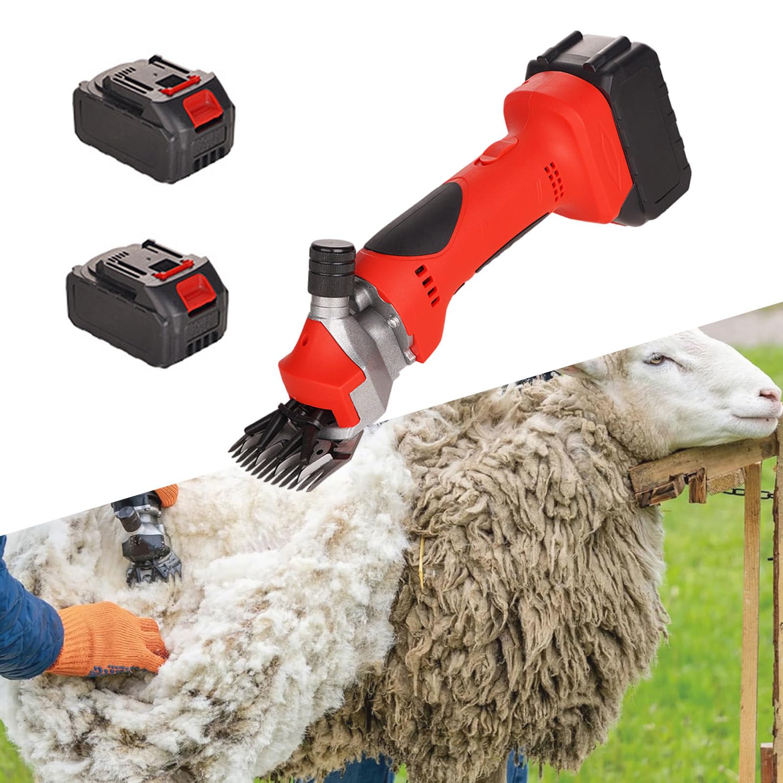 Forbici per Pecore Elettriche Professionali Senza Fili, Lame Dritte, 2 Batterie Ricaricabili, Tosatrici per Toelettatura di Animali per Pecore, Alpaca, Capre, Cavalli, 2800 Giri/Min,13Tooth