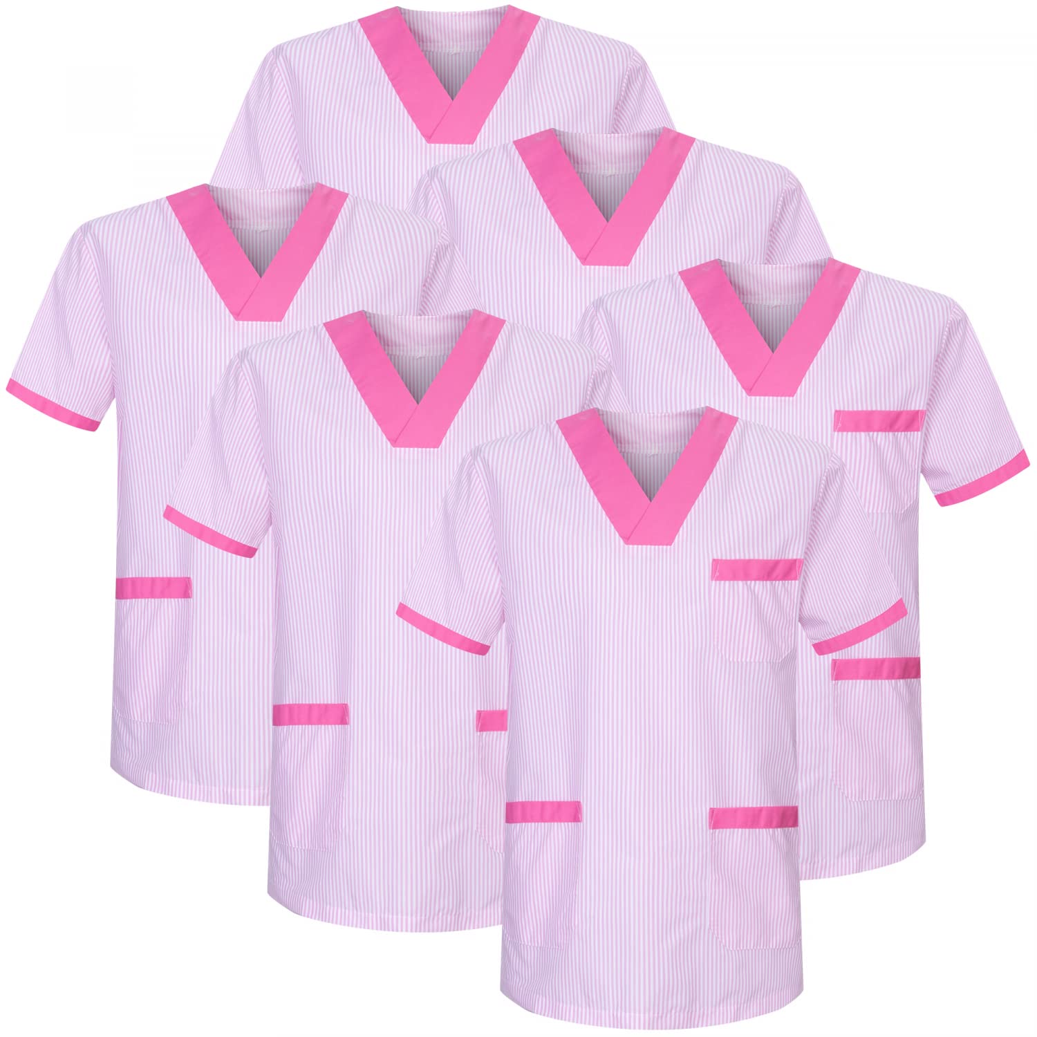 MISEMIYA - Opakowanie 6 sztuk - Sanitarny Unisex MEDYCZNY Pielęgniarka Mundurowi Sanitarne, Fuksja T817-9, XL