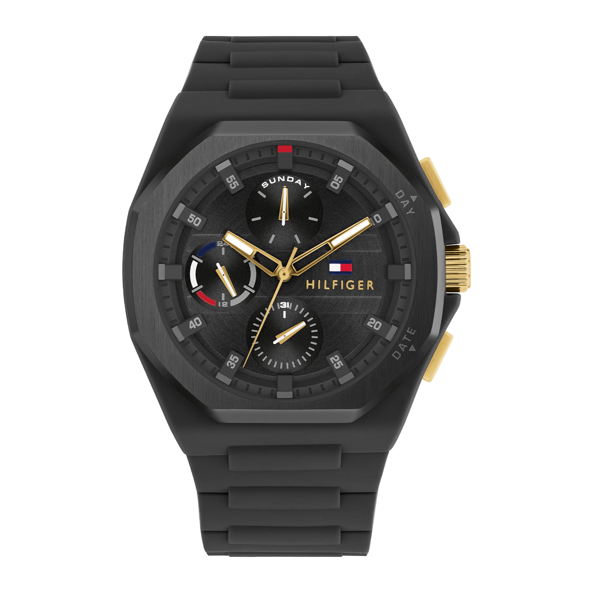 Tommy Hilfiger Reloj Analógico de Cuarzo Multifunción para Hombre con Correa de Silicona Negra - 1792120