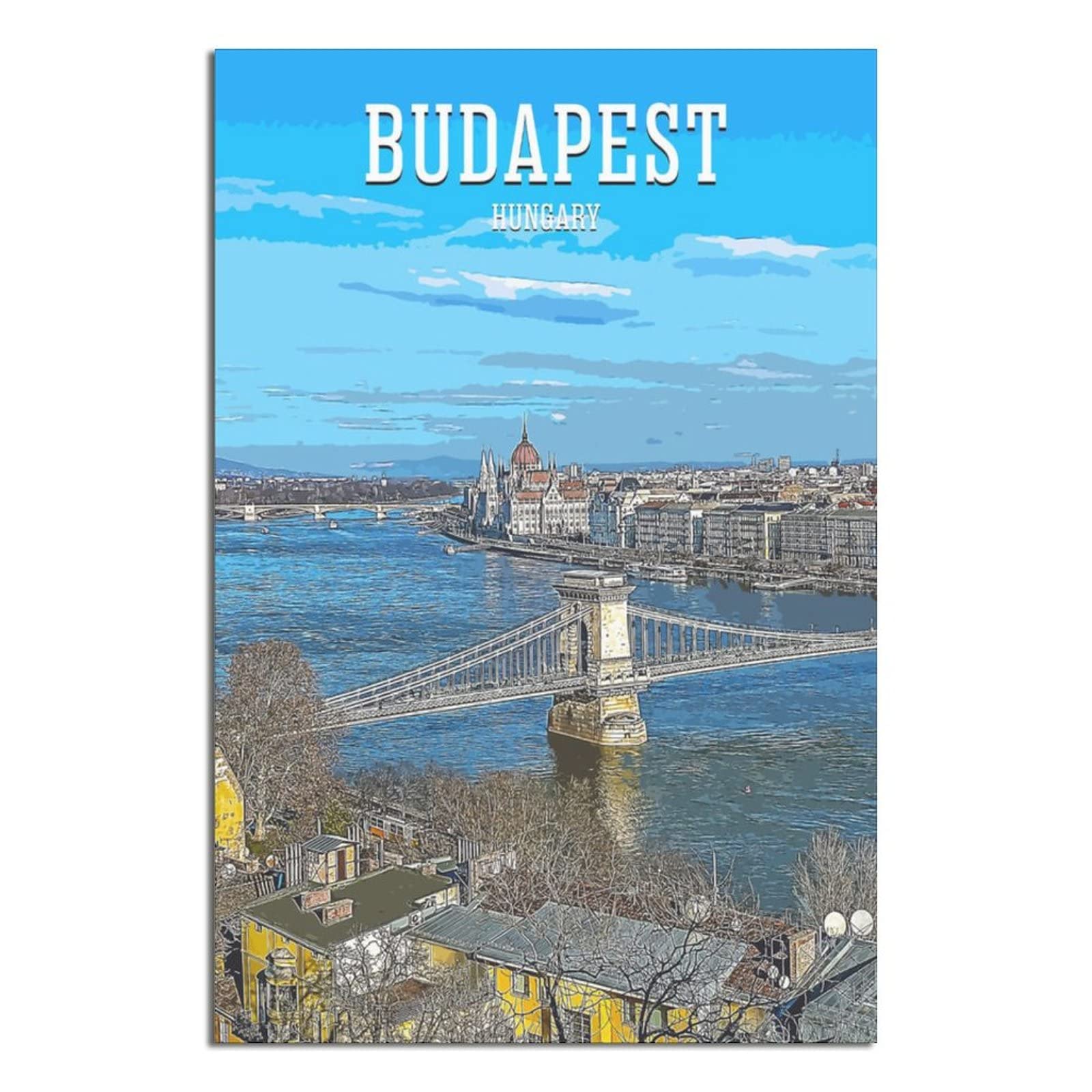 Kziwq T383 Metal Tin Sign Budapest Hungary Tin Sign Travel Vintage Art Wall Decor Sign Home Kitchen Bar Patio Cave Funny Decor 15X30cm