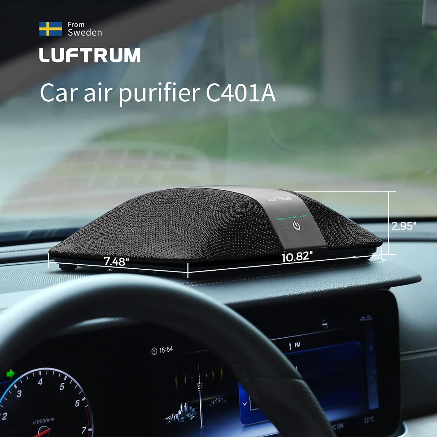 Car Air Purifier with H13 True HEPA Filter: Car Portable Air purifier for Exhaust Fumes, VOC, Smoke, Odors, and Bacteria, 99.9% Removal to 0.1 Microns - Air purifier for Car Traveling Bedroom (black)