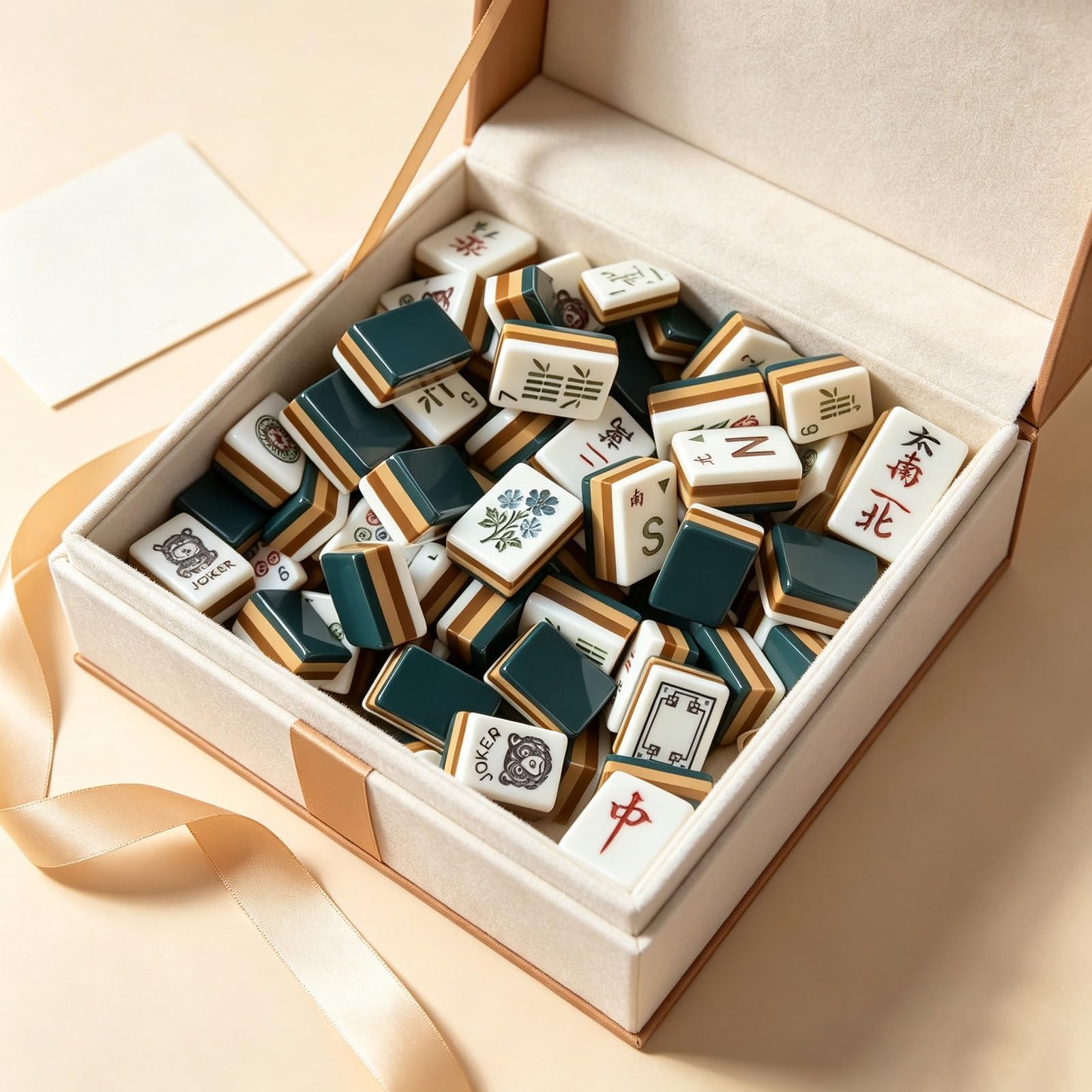 Zestaw płytek American Mahjong, 160 płytek, zestaw upominkowy Mahjong, kompletna przenośna gra dla rodziny, w podróży, na imprezy