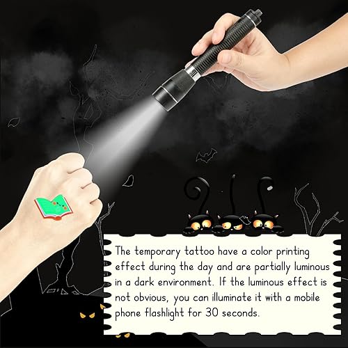 Miniatura 5 de CARGEN Tatuaje temporal de Halloween para niños, 20 hojas, 268 patrones, decoraciones divertidas para fiestas de Halloween, suministros pequeños y