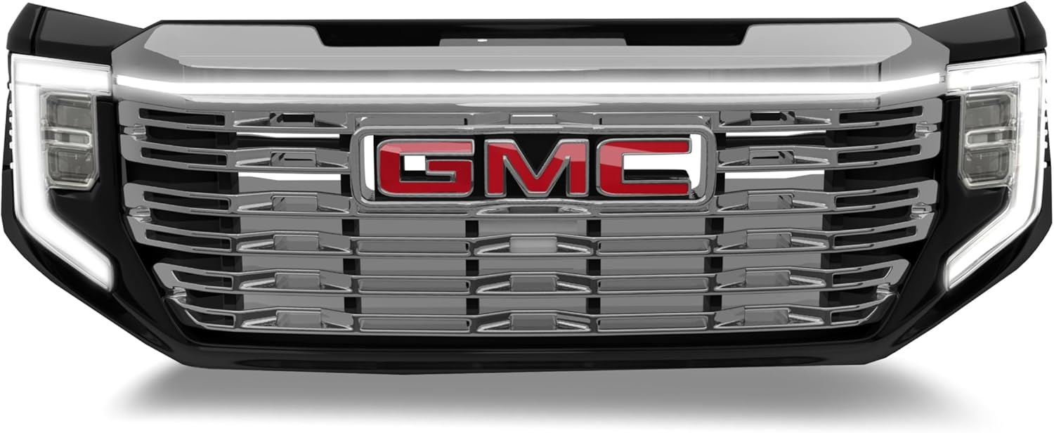LED Grill Light Power Bar for 2022-2023 GMC Sierra 1500 (Black Anodized Frame with Smoked Lens)
