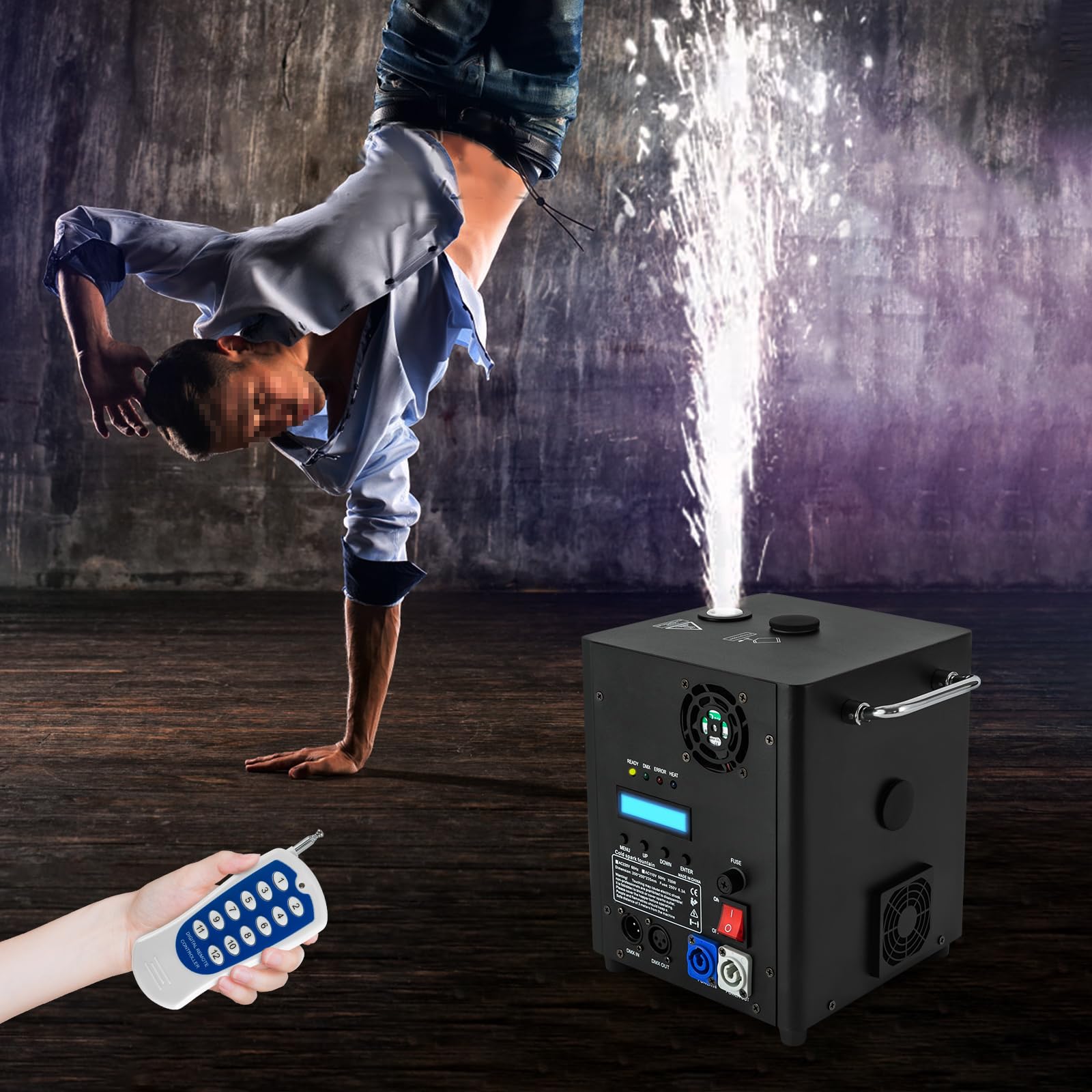 Macchina per effetti palcoscenici, 700 W, spruzzatore elettronico a telecomando, con indicatore di telecomando, macchina pirotecnica portatile per bar palcoscenico feste