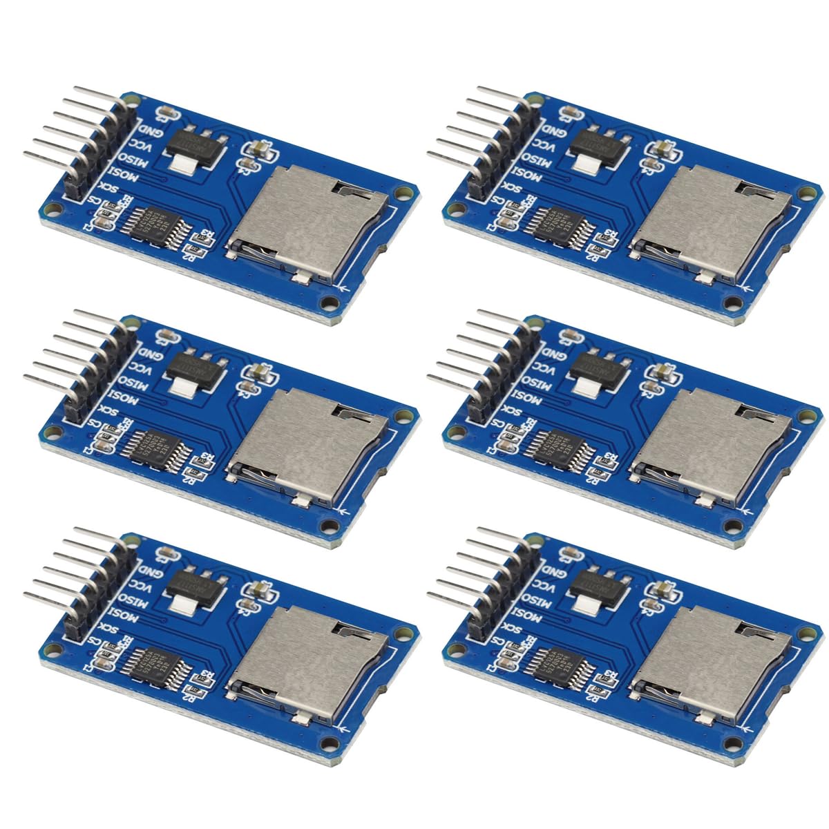 6PCS Micro SD Card Module Mini TF Card Adapter with Memory Storage Breakout Board SPI Interface Driver TF Card Adapter
