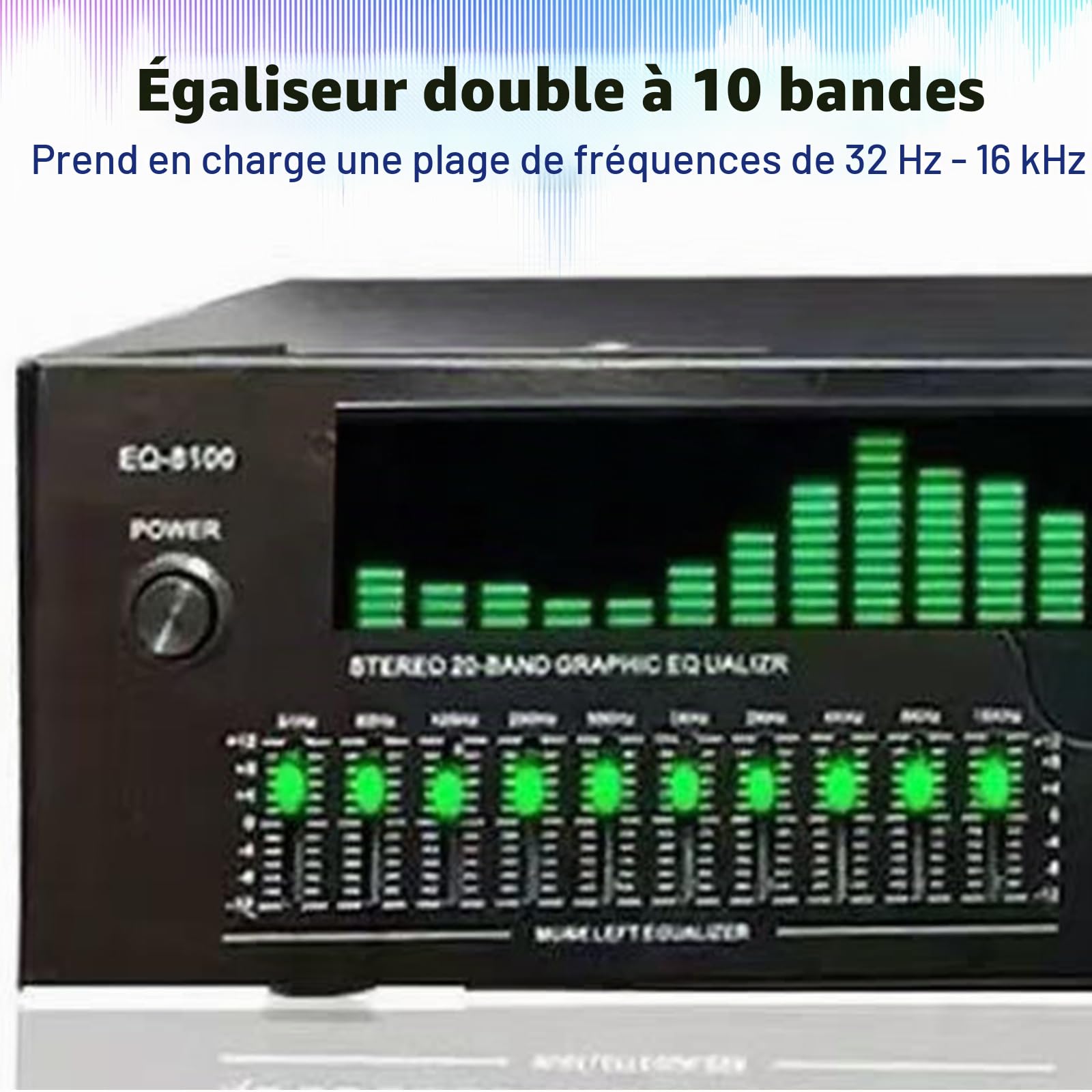 Égaliseur Numérique 31 Bandes, Visualiseur Audio avec Affichage LED Spectre | , Égaliseur Graphique Professionnel 31Canaux Dynamiques, Double Réglage Son Indépendant 10Bandes,Processeur Audio pour Studio