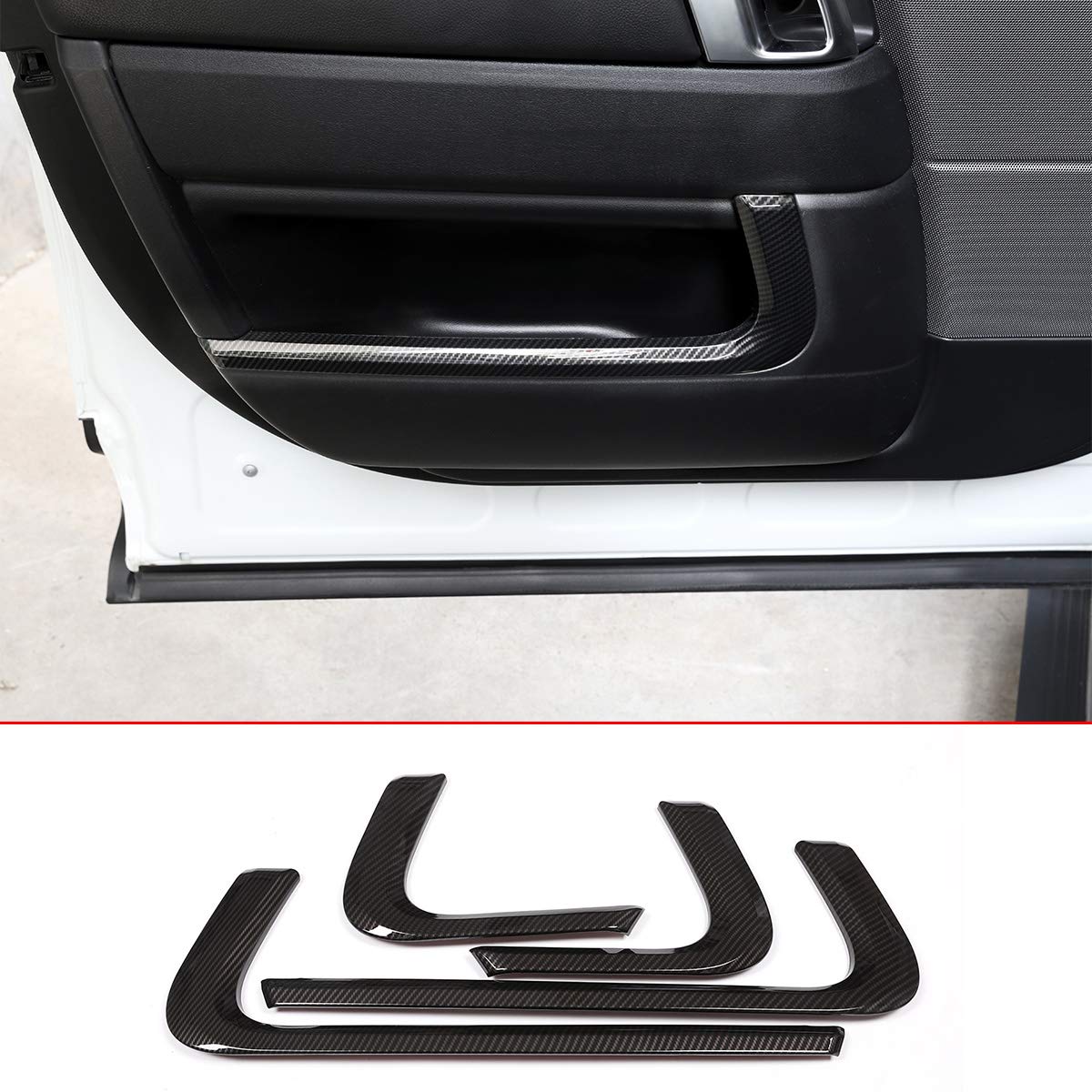 Carbon Fiber ABS Chrome For Land rover Range Rover Sport RR Sport 2014 2015 2016 2017 2018 2019 Car Inner Door Decoration Strip Trim Accessories 4pcs
