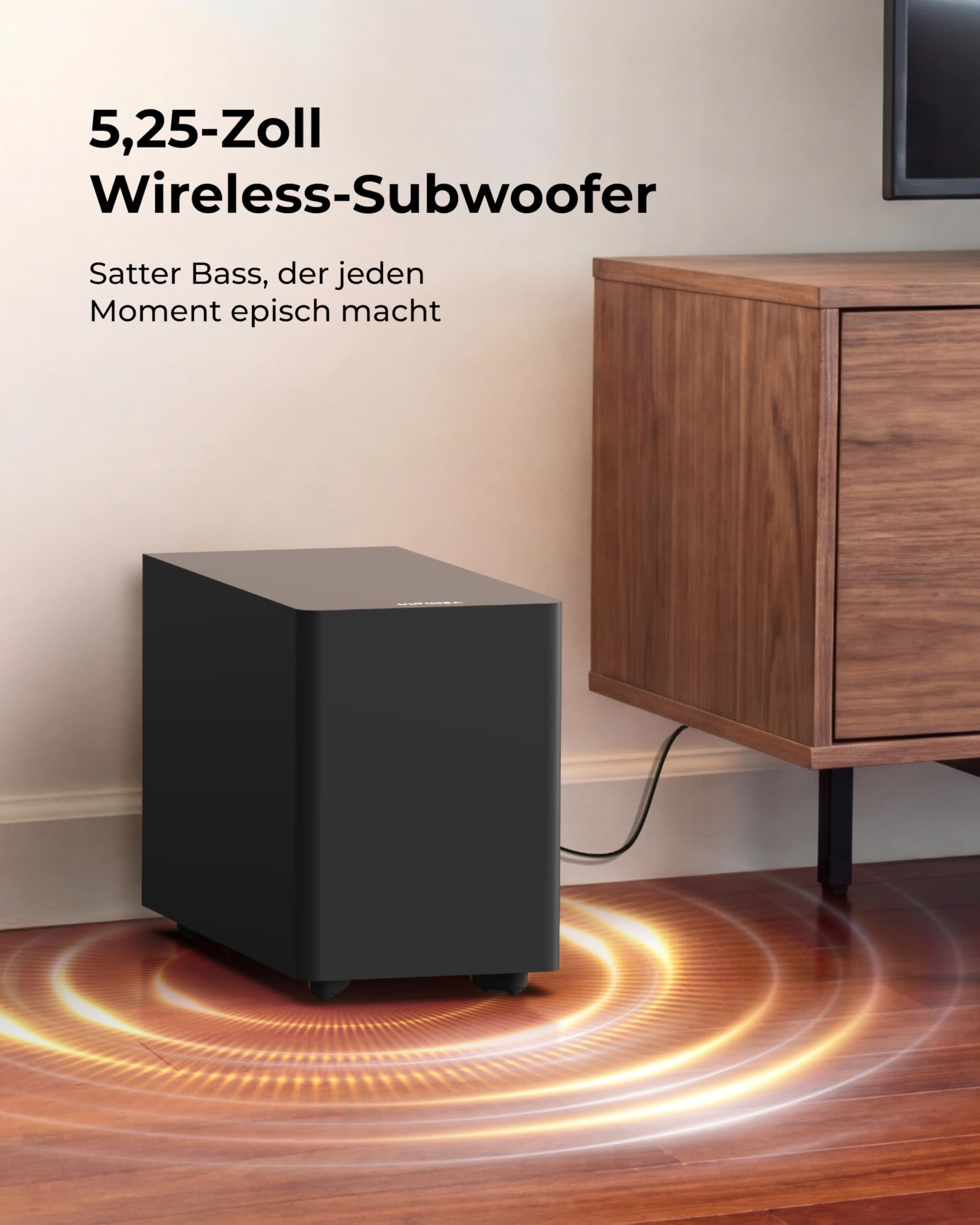 ULTIMEA Soundbar für TV Geräte mit kabellosem Subwoofer, Bluetooth® 6.0 | 2.1-Kanal TV Lautsprecher mit VoiceMX, BassMX, App-Steuerung, HDMI & Optisch, 2026 Modell