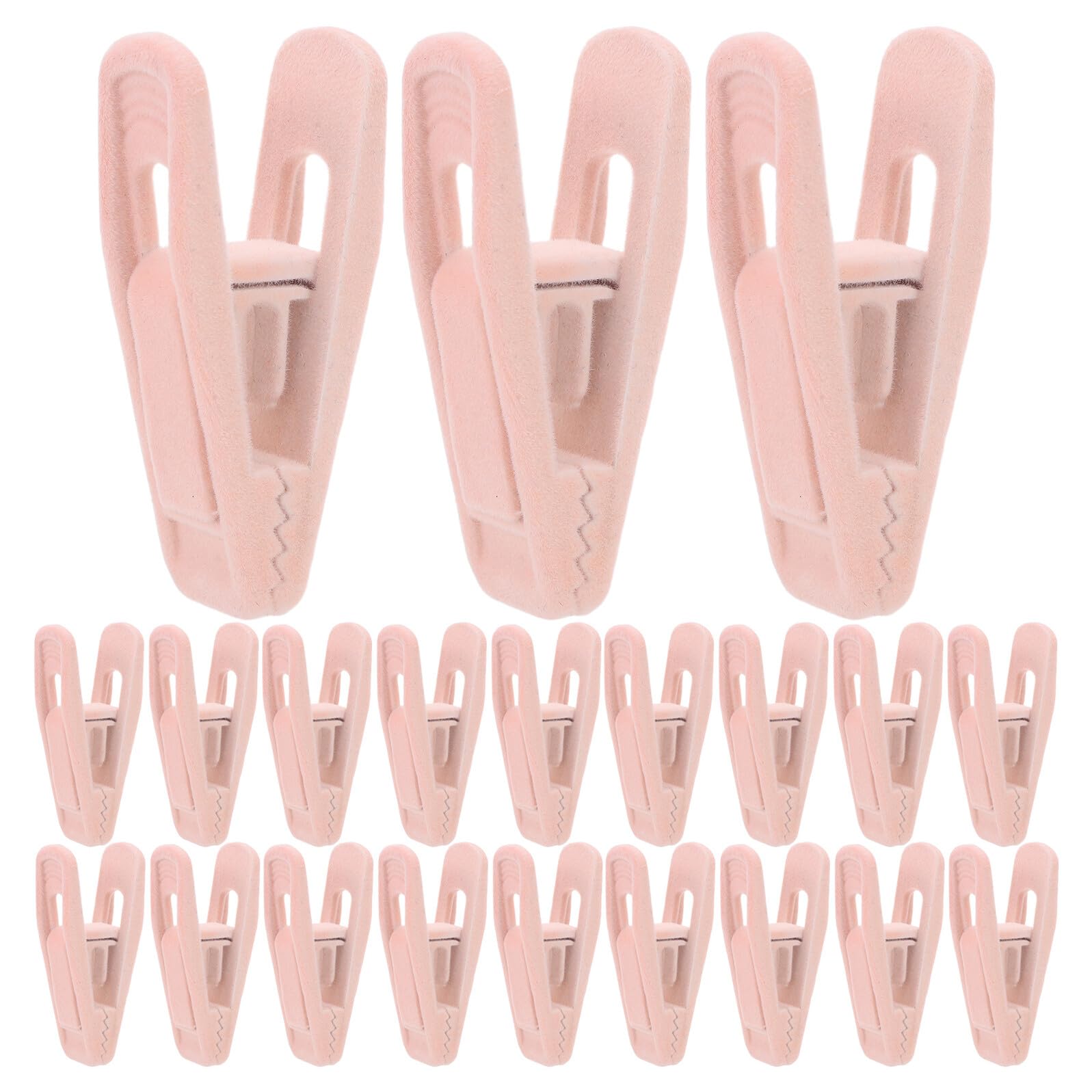 VICASKY 50 Pezzi Mollette per Bucato in Plastica Rosa Clip in Velluto Antiscivolo, Set da 50 Pezzi per Grucce Pantaloni e Abiti, Mollette Antivento Resistenti per Uso Interno ed Esterno