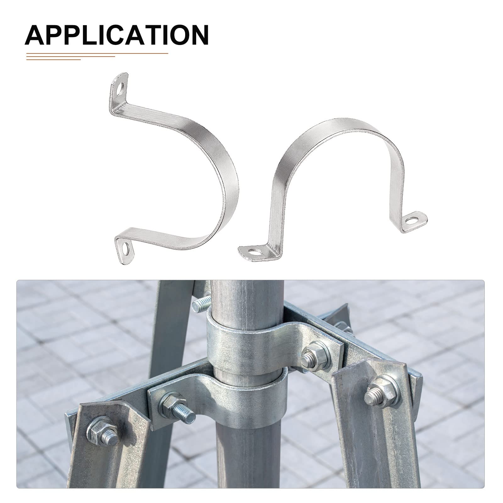 DTGN 19mm(W) Two Hole Strap, 4Pack, Good for Industrial 76mm Dia Pipe Fixing, 304 Stainless Steel Rigid Pipe Strap Clamp - Image 4