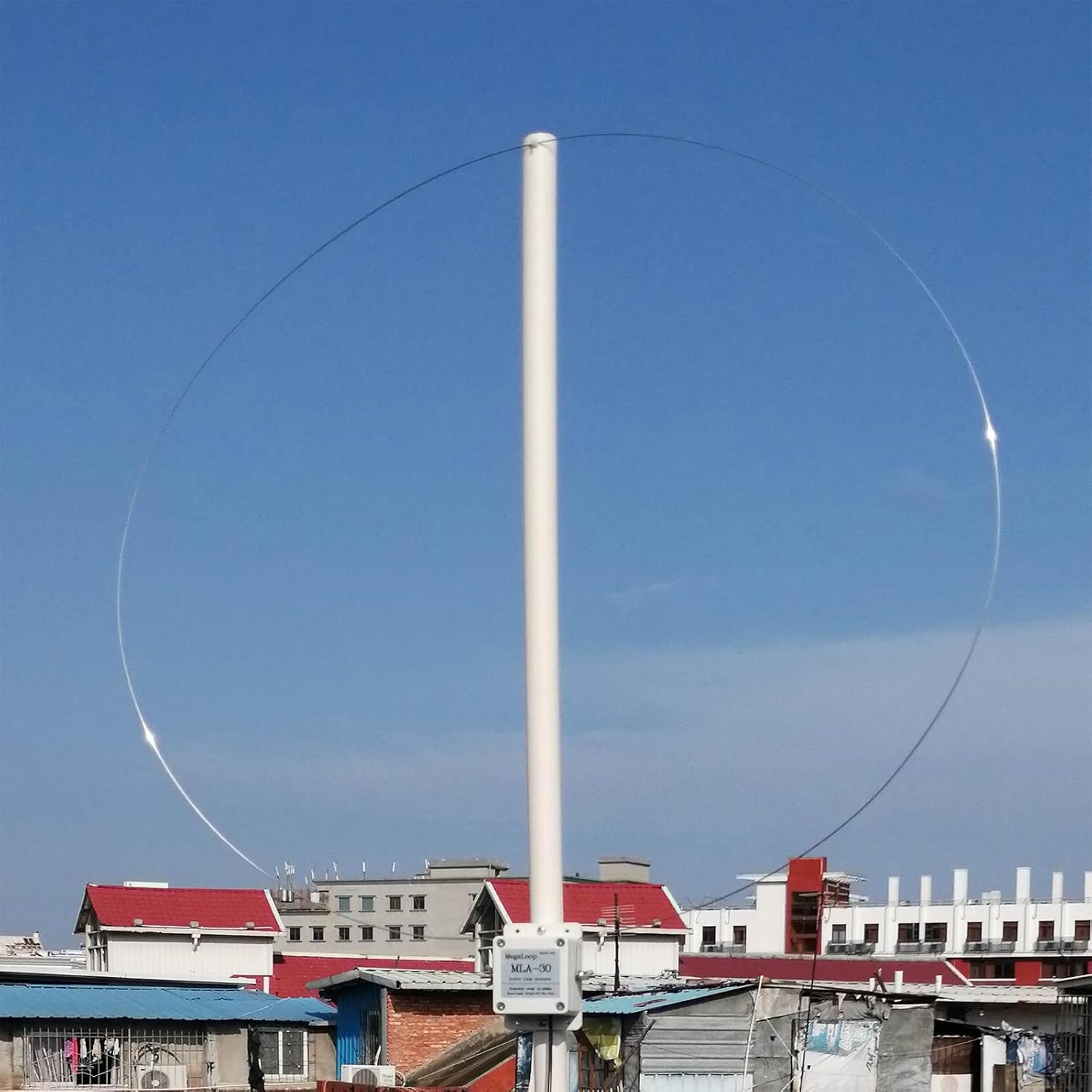 AURSINC MLA-30+ Tragbareraktiver Schlingenantenne 50 kHz–30 MHz mit 10 m Langer Speiseleitung, für HF-Kurzwellenrundfunk, eingebauter Niederrauschverstärker, geeignet für Dachinstallation oder Balkon