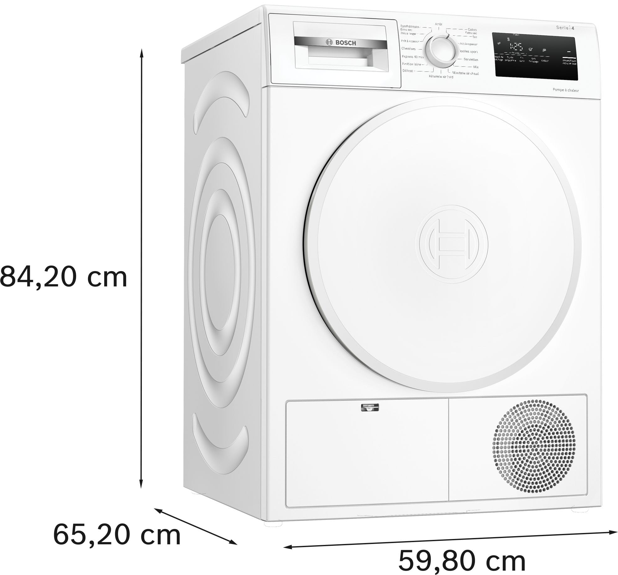 Bosch Série 4 Sèche linge Pompe à chaleur 8 kg Blanc WTH8300DFR