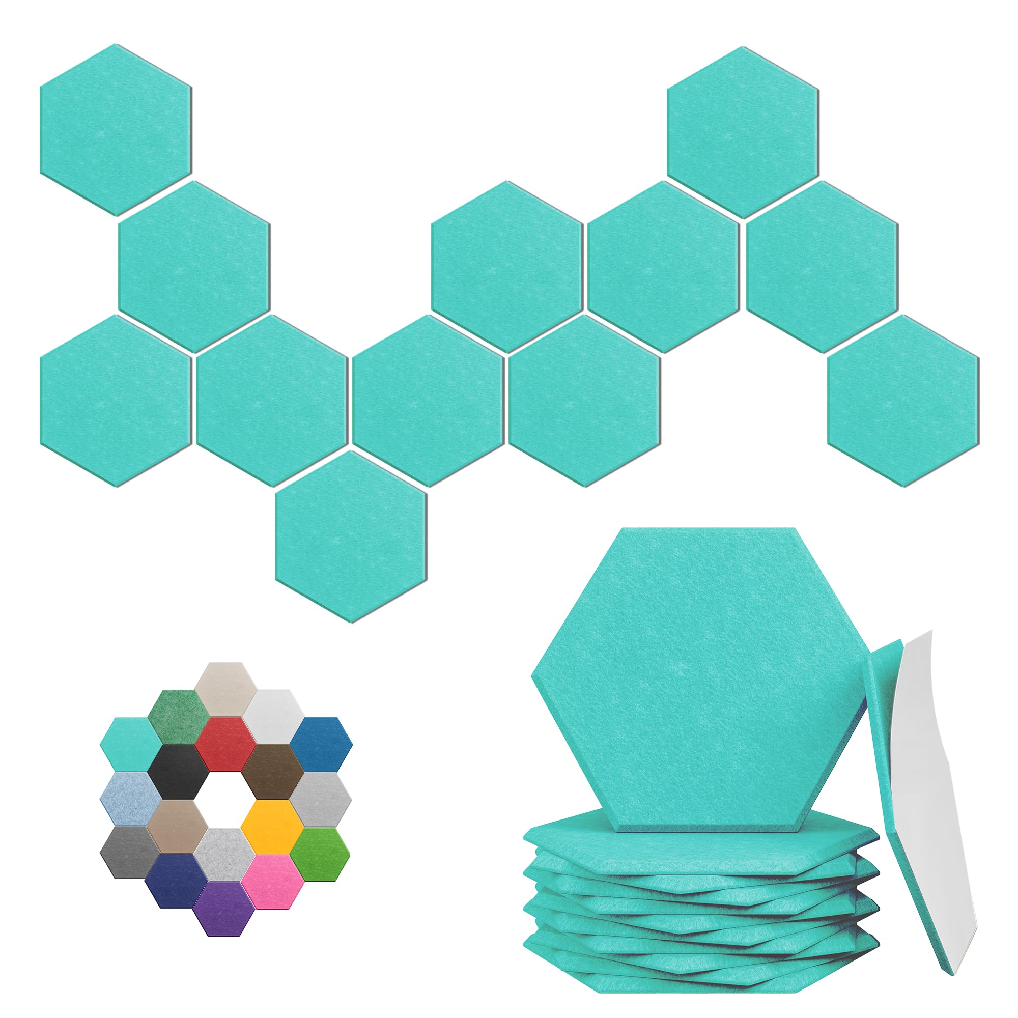 Pannelli acustici esagonali, confezione da 12 pannelli fonoassorbenti ad alta densità, 30,5 x 25,4 x 0,10 cm, per una migliore riduzione del rumore, design fai da te, idea per studi, uffici e home