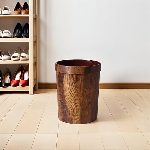 Miniatura 6 de Alipis Cubo de basura de madera con parte superior abierta, cubo de basura retro, contenedor de basura para cocina, oficina, hogar, baño, debajo del