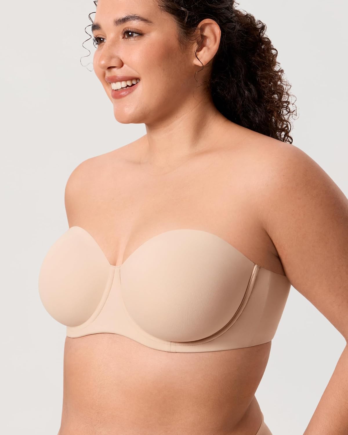 DELIMIRA Women's Inbarely Lift Strapless Bra Plus Size Full Coverage Unlined Underwire Seamless Bras