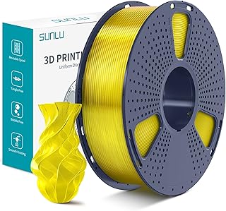 SUNLU PLA Plus 3D Filamento para impresora, filamento PLA+ de 1.75 mm, dureza mejorada, apto para impresoras 3D FDM, precisión dimensional +/- 0.02mm, carrete de 1kg (2.2libras), Amarillo Transparente